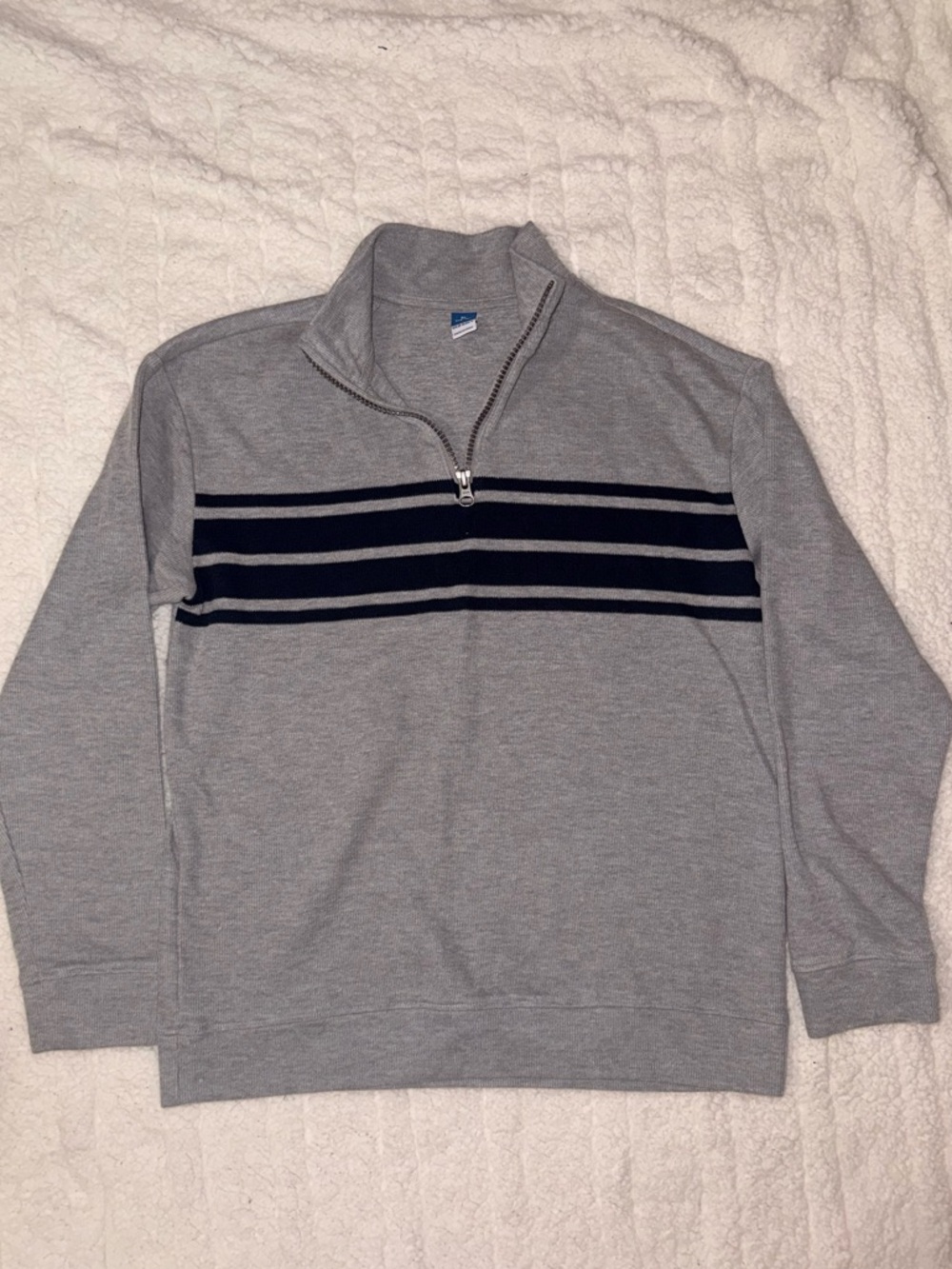Old Navy Kids Gray Half-Zip Sweater with Navy Stripes